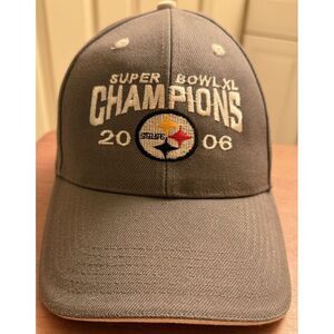 Vintage Pittsburgh Steelers Super Bowl XL 40 Champions Hat Cap Hesdmaster Strap‎